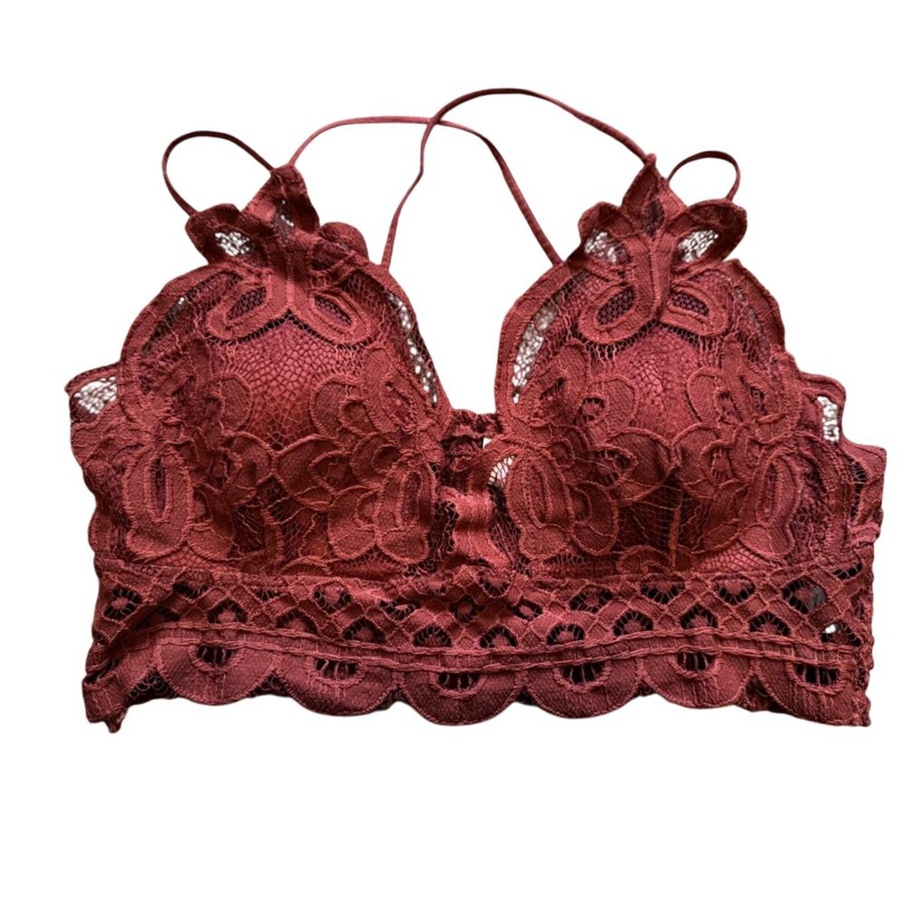 #292 Rust crochet lace bralette - Size L